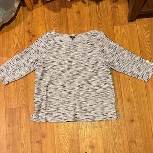 Talbots Gray and Black Crew Neck Sweater